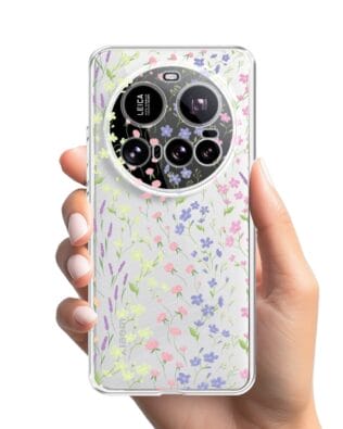 Etui do Xiaomi 15 Ultra przeźroczyste, silikonowe Flexi, kwiaty polne