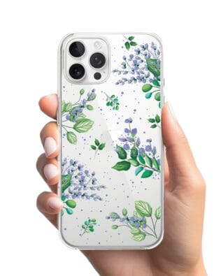 Etui do iPhone 12 Pro przeźroczyste, silikonowe Flexi, fioletowe kwiatki