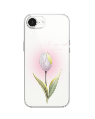 Etui do iPhone 16e przeźroczyste, silikonowe Flexi, kwiaty, tulipan