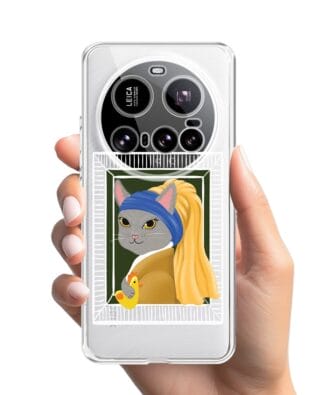 Etui do Xiaomi 15 Ultra przeźroczyste, silikonowe Flexi, kotek z kurczakiem