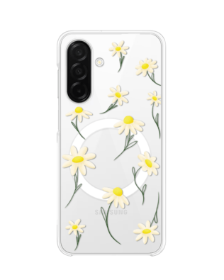 Etui do Samsung Galaxy A26 5G z MagSafe przeźroczyste, silikonowe Flexi, stokrotki