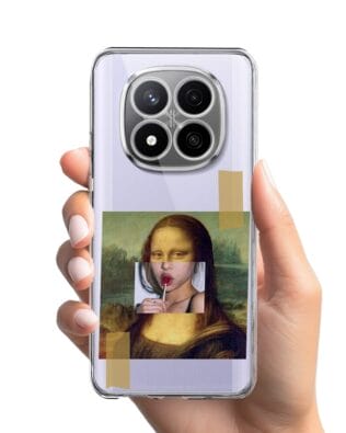 Etui do Xiaomi Redmi Note 14 Pro 5G przeźroczyste, silikonowe Flexi, Mona Lisa z lizakiem