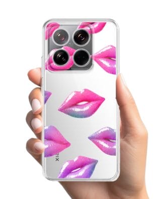 Etui do Xiaomi 14 przeźroczyste, silikonowe Flexi, hologramowe usta