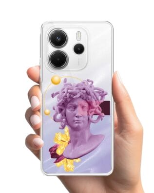 Etui do Xiaomi Redmi Note 14 5G przeźroczyste, silikonowe Flexi, antyczna figura, meduza