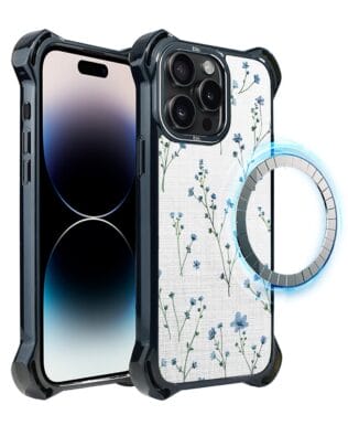 Etui iPhone 14 Pro IBIZU DropGuard Ultra z MagSafe, Pastel Bloom, Niebieski sen