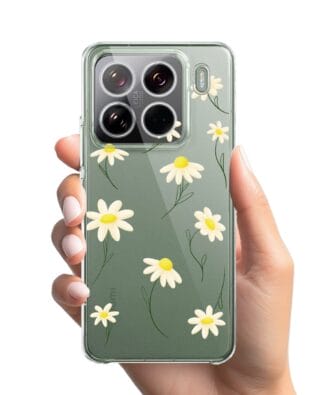 Etui do Xiaomi 15 Pro przeźroczyste, silikonowe Flexi, stokrotki
