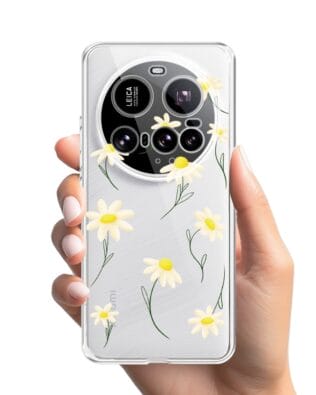 Etui do Xiaomi 15 Ultra przeźroczyste, silikonowe Flexi, stokrotki