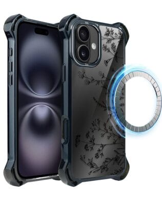 Etui do iPhone 16 Plus IBIZU DropGuard Ultra z MagSafe, Midnight, Dotyk kwiatów