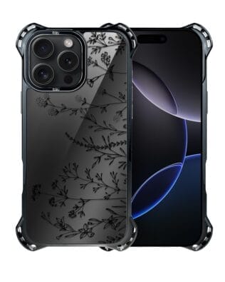 Etui iPhone 16 Pro Max IBIZU DropGuard Ultra z MagSafe, Midnight, Dotyk kwiatów