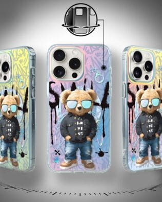 Etui do iPhone 16 Pro Max IBIZU California Sunset z MagSafe, zmieniające kolor, Graffiti Boy, artystyczny miś