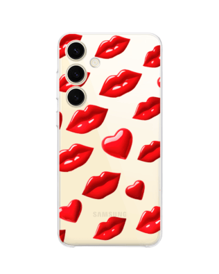 Etui do Samsung Galaxy S25 Plus przeźroczyste, silikonowe Flexi, czerwone usta
