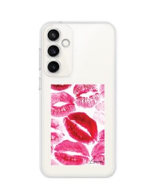 Etui do Samsung Galaxy S23 Plus przeźroczyste, silikonowe Flexi, pocałunki z napisem „love”