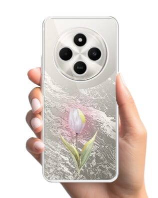 Etui do Xiaomi POCO C75 przeźroczyste, silikonowe Flexi, kwiaty, tulipan