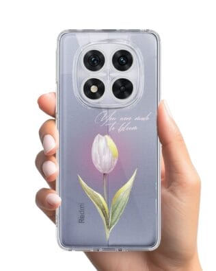 Etui do Xiaomi Redmi Note 14 Pro 5G przeźroczyste, silikonowe Flexi, kwiaty, tulipan