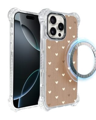 Etui do iPhone 16 Pro IBIZU DropGuard Ultra z MagSafe, Boho, Pudrowe serca