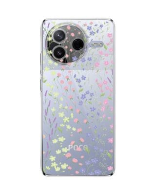 Etui do Xiaomi POCO F7 Pro przeźroczyste, silikonowe Flexi, kwiaty polne