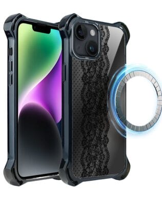 Etui do iPhone 14 IBIZU DropGuard Ultra z MagSafe, Midnight, Ornamentowa koronka