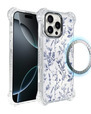 Etui do iPhone 16 Pro IBIZU DropGuard Ultra z MagSafe, Pastel Bloom, Lazurowe szepty