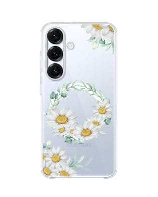 Etui do Samsung Galaxy S25 Plus z MagSafe przeźroczyste, silikonowe Flexi, wianek stokrotek