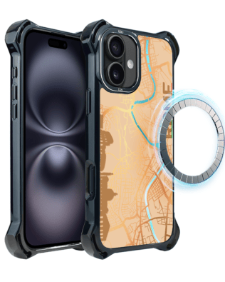 Etui do iPhone 16 Plus IBIZU DropGuard Ultra z MagSafe, mapy świata, Rome