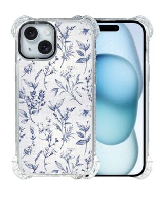 Etui iPhone 15 IBIZU DropGuard Ultra z MagSafe, Pastel Bloom, Lazurowe szepty
