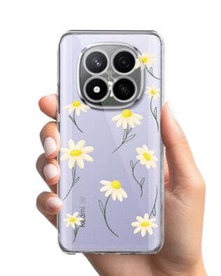 Etui do Xiaomi Redmi Note 14 Pro Plus 5G przeźroczyste, silikonowe Flexi, stokrotki