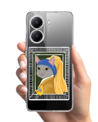 Etui do Xiaomi POCO X7 Pro przeźroczyste, silikonowe Flexi, kotek z kurczakiem