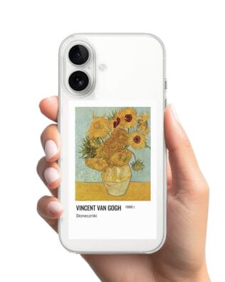 Etui do iPhone 16 przeźroczyste, silikonowe Flexi, słoneczniki Van Gogh