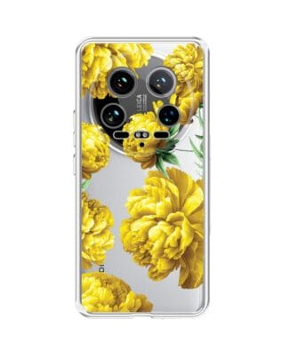 Etui do Xiaomi 14 Ultra przeźroczyste, silikonowe Flexi, żółte piwonie
