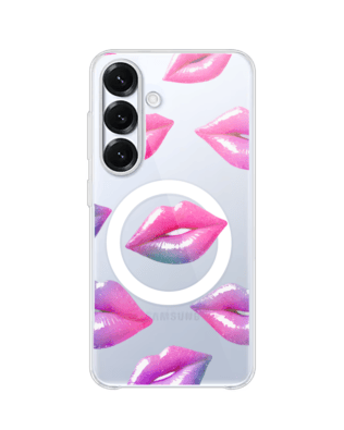 Etui do Samsung Galaxy S25 Plus z MagSafe przeźroczyste, silikonowe Flexi, hologramowe usta