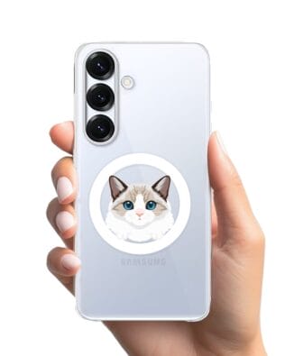 Etui do Samsung Galaxy S25 Plus z MagSafe przeźroczyste, silikonowe Flexi, kot birmański