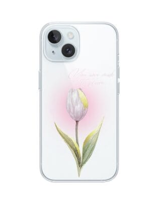 Etui do iPhone 15 przeźroczyste, silikonowe Flexi, kwiaty, tulipan