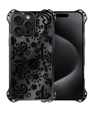 Etui do iPhone 15 Pro Max IBIZU DropGuard Ultra z MagSafe, Midnight, Koronkowa czerń