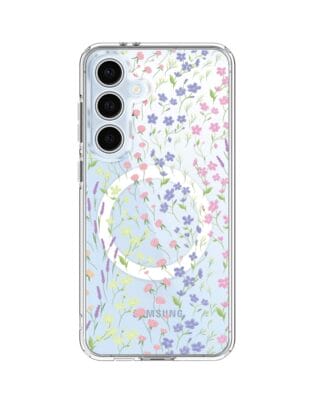 Etui do Samsung Galaxy S24 FE z MagSafe przeźroczyste, silikonowe Flexi, kwiaty polne