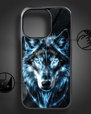 Etui do iPhone 16 Pro IBIZU Elite Glass z MagSafe, szklany tył, lodowy wilk, czarny chrom