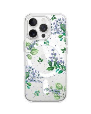 Etui do iPhone 13 Pro z MagSafe przeźroczyste, silikonowe Flexi, fioletowe kwiatki