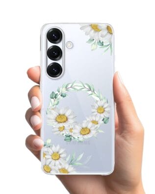 Etui do Samsung Galaxy S25 Plus z MagSafe przeźroczyste, silikonowe Flexi, wianek stokrotek