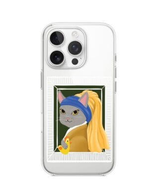 Etui do iPhone 16 Pro Max przeźroczyste, silikonowe Flexi, kotek z kurczakiem