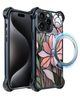 Etui do iPhone 15 Pro Max IBIZU DropGuard Ultra z MagSafe, Barwy Szkła, Różowa magnolia