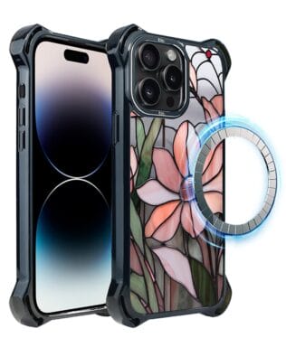 Etui do iPhone 14 Pro Max IBIZU DropGuard Ultra z MagSafe, Barwy Szkła, Różowa magnolia