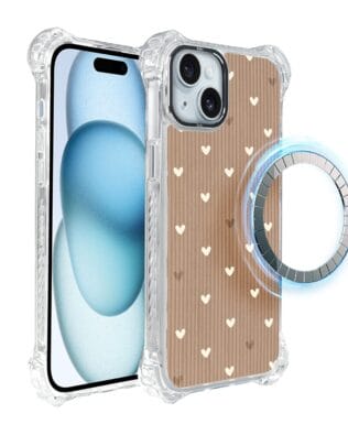 Etui do iPhone 15 Plus IBIZU DropGuard Ultra z MagSafe, Boho, Pudrowe serca