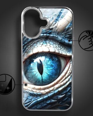 Etui do iPhone 16 IBIZU Elite Glass z MagSafe, szklany tył, oko lodowego smoka, srebrne