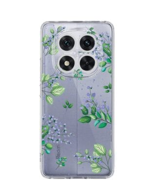 Etui do Xiaomi 14 Pro przeźroczyste, silikonowe Flexi, fioletowe kwiatki