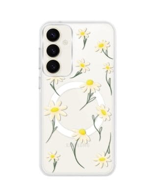 Etui do Samsung Galaxy S23 FE 5G z MagSafe przeźroczyste, silikonowe Flexi, stokrotki