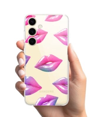 Etui do Samsung Galaxy S24 przeźroczyste, silikonowe Flexi, hologramowe usta