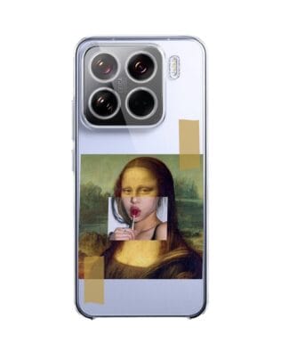 Etui do Xiaomi 15 przeźroczyste, silikonowe Flexi, Mona Lisa z lizakiem