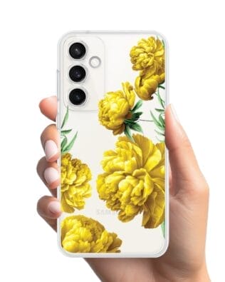 Etui do Samsung Galaxy S23 FE 5G przeźroczyste, silikonowe Flexi, żółte piwonie