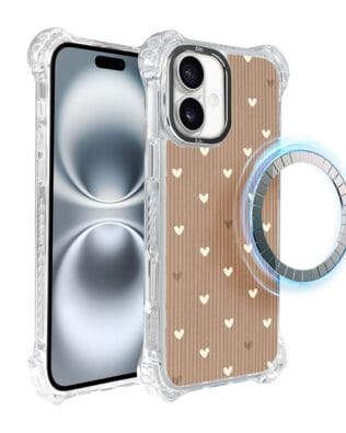 Etui iPhone 16 IBIZU DropGuard Ultra z MagSafe, Boho, Pudrowe serca