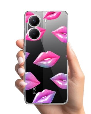 Etui do Xiaomi POCO X7 Pro przeźroczyste, silikonowe Flexi, hologramowe usta