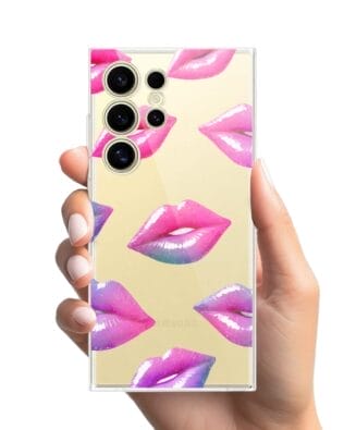 Etui do Samsung Galaxy S24 Ultra przeźroczyste, silikonowe Flexi, hologramowe usta